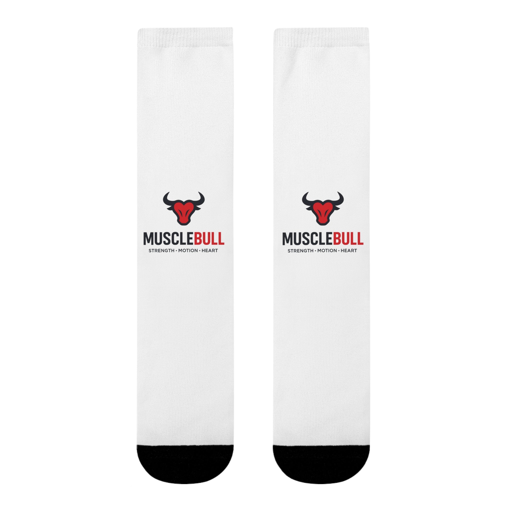MuscleBull Logo Crew Socks — Athletic Gym Socks with Bull Emblem