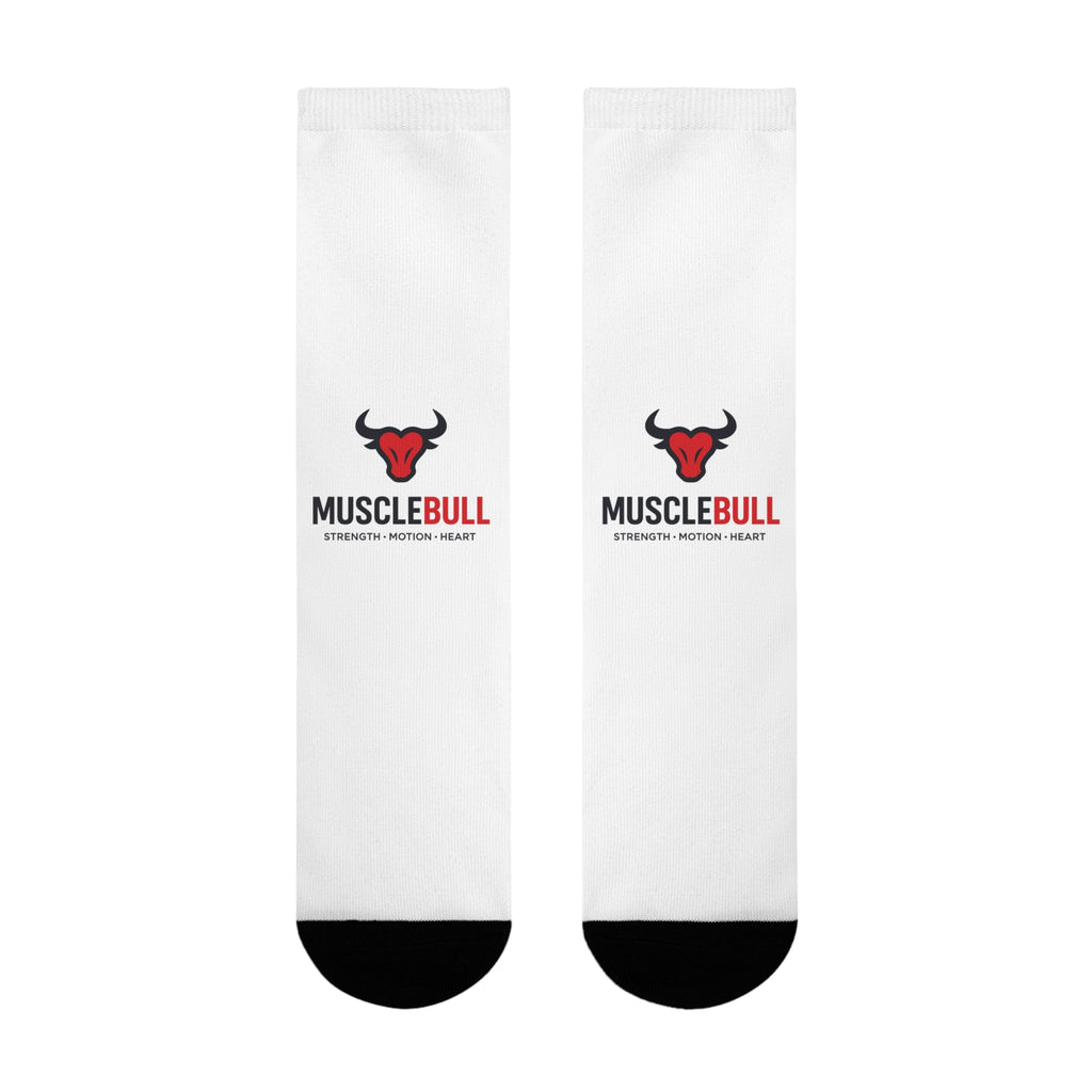 MuscleBull Logo Crew Socks — Athletic Gym Socks with Bull Emblem