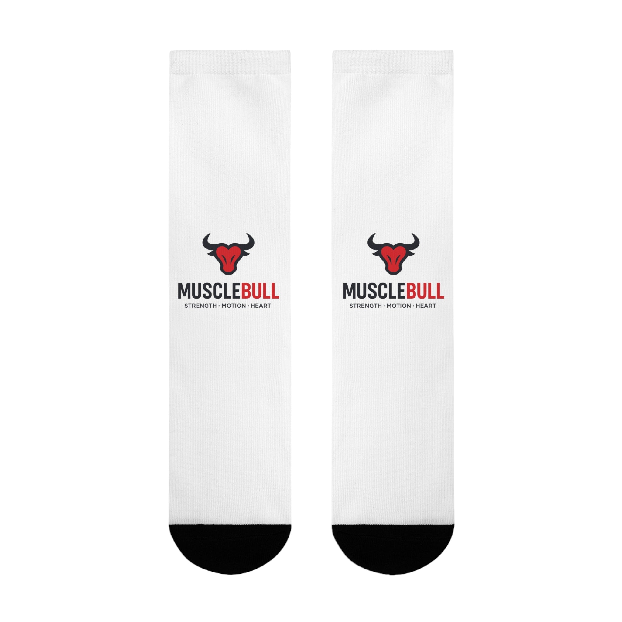 MuscleBull Logo Crew Socks — Athletic Gym Socks with Bull Emblem