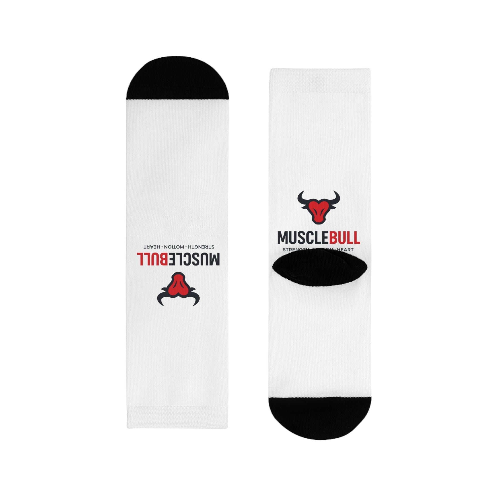MuscleBull Logo Crew Socks — Athletic Gym Socks with Bull Emblem